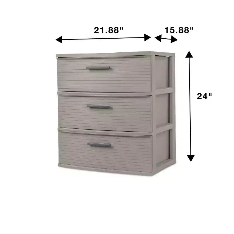 Cassettiera ampia a 3 cassetti grigio scuro - &;: Cassetti portaoggetti in plastica, Portaoggetti universale portatile, Nessun montaggio richiesto