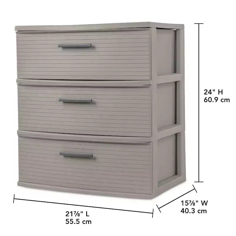 Cassettiera ampia a 3 cassetti grigio scuro - &;: Cassetti portaoggetti in plastica, Portaoggetti universale portatile, Nessun montaggio richiesto