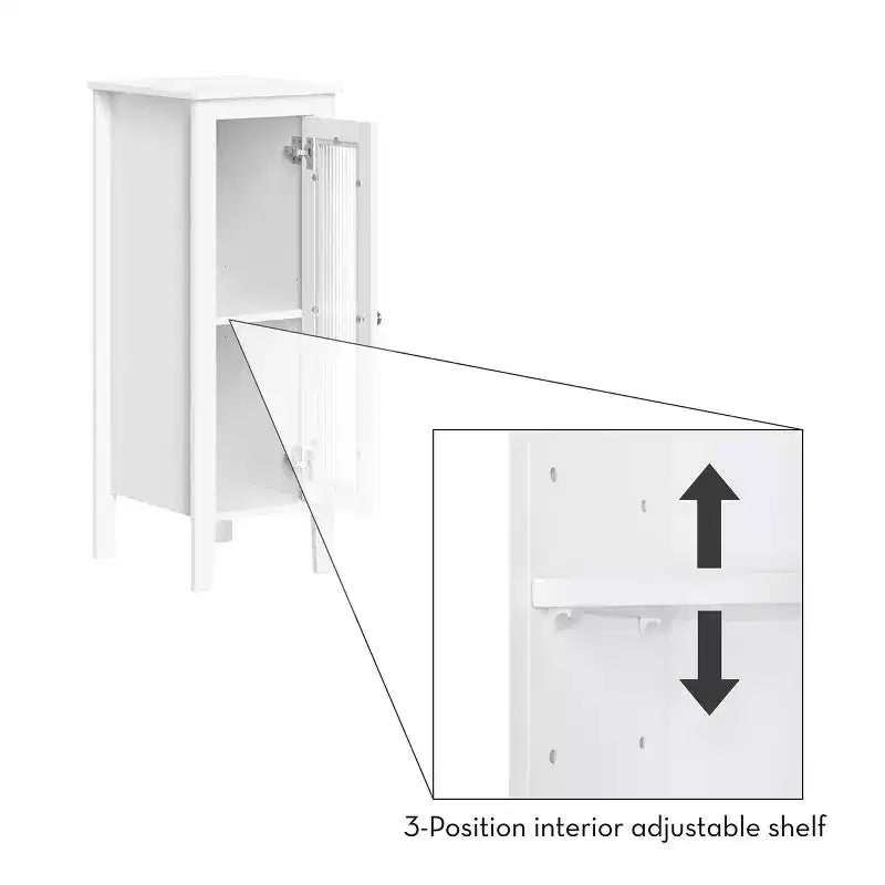Mobiletto e Organizer Stretto Prescott con anta singola per bagno e lavanderia con ripiani regolabili - Bianco