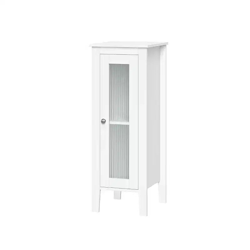 Mobiletto e Organizer Stretto Prescott con anta singola per bagno e lavanderia con ripiani regolabili - Bianco