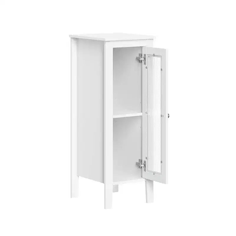 Mobiletto e Organizer Stretto Prescott con anta singola per bagno e lavanderia con ripiani regolabili - Bianco