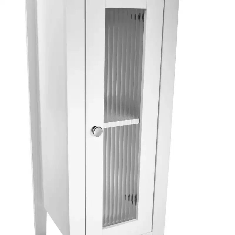 Mobiletto e Organizer Stretto Prescott con anta singola per bagno e lavanderia con ripiani regolabili - Bianco