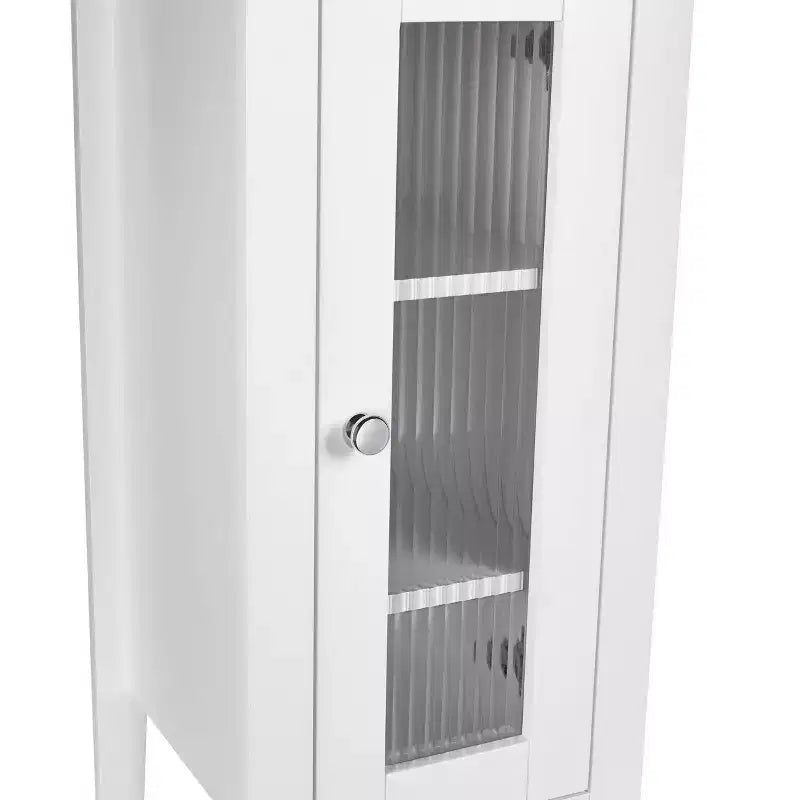 Mobile bagno alto Prescott con cassetto, anta in vetro e ripiani - Bianco
