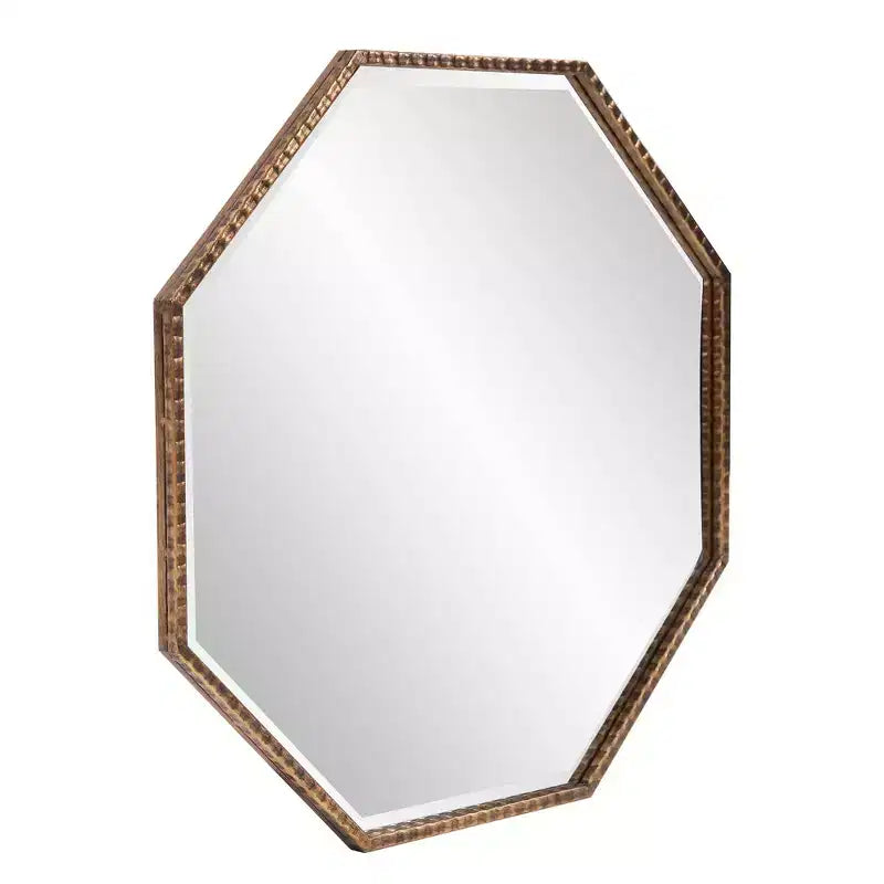 Specchio da parete e decorativo ottagonale Bastian 28"x28": Oro antico, cornice in ferro, pronto da appendere