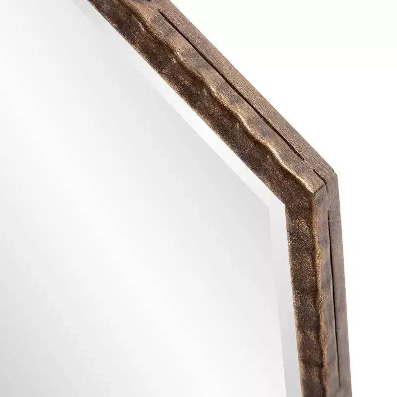 Specchio da parete e decorativo ottagonale Bastian 28"x28": Oro antico, cornice in ferro, pronto da appendere