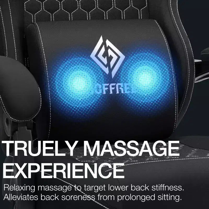 Sedia da gaming massaggiante in tessuto traspirante, sedia da ufficio ergonomica per PC con poggiapiedi e regolabile