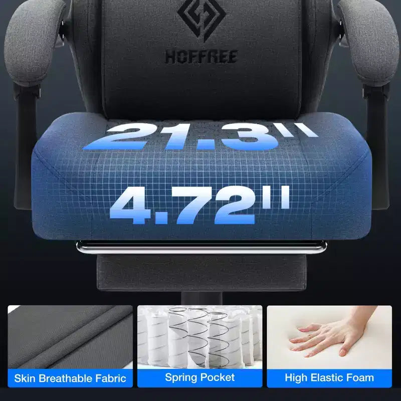 Sedia da gaming massaggiante in tessuto traspirante, sedia da ufficio ergonomica per PC con poggiapiedi e regolabile