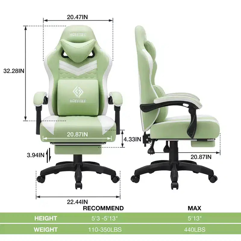 Sedia da gaming massaggiante in tessuto traspirante, sedia da ufficio ergonomica per PC con poggiapiedi e regolabile