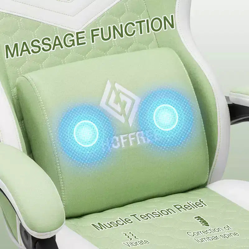 Sedia da gaming massaggiante in tessuto traspirante, sedia da ufficio ergonomica per PC con poggiapiedi e regolabile