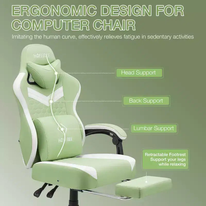 Sedia da gaming massaggiante in tessuto traspirante, sedia da ufficio ergonomica per PC con poggiapiedi e regolabile