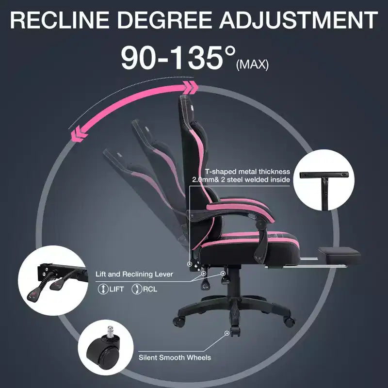 Sedia da gaming massaggiante in tessuto traspirante, sedia da ufficio ergonomica per PC con poggiapiedi e regolabile
