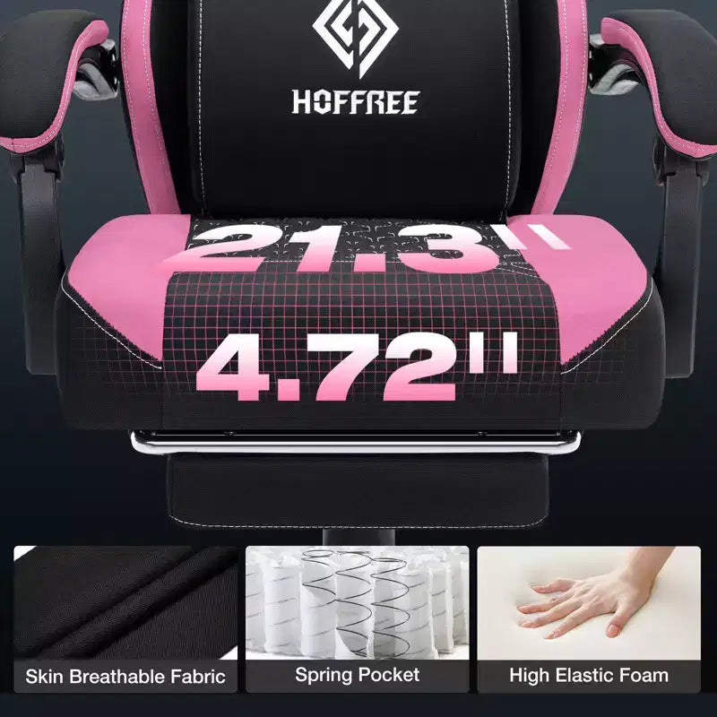 Sedia da gaming massaggiante in tessuto traspirante, sedia da ufficio ergonomica per PC con poggiapiedi e regolabile