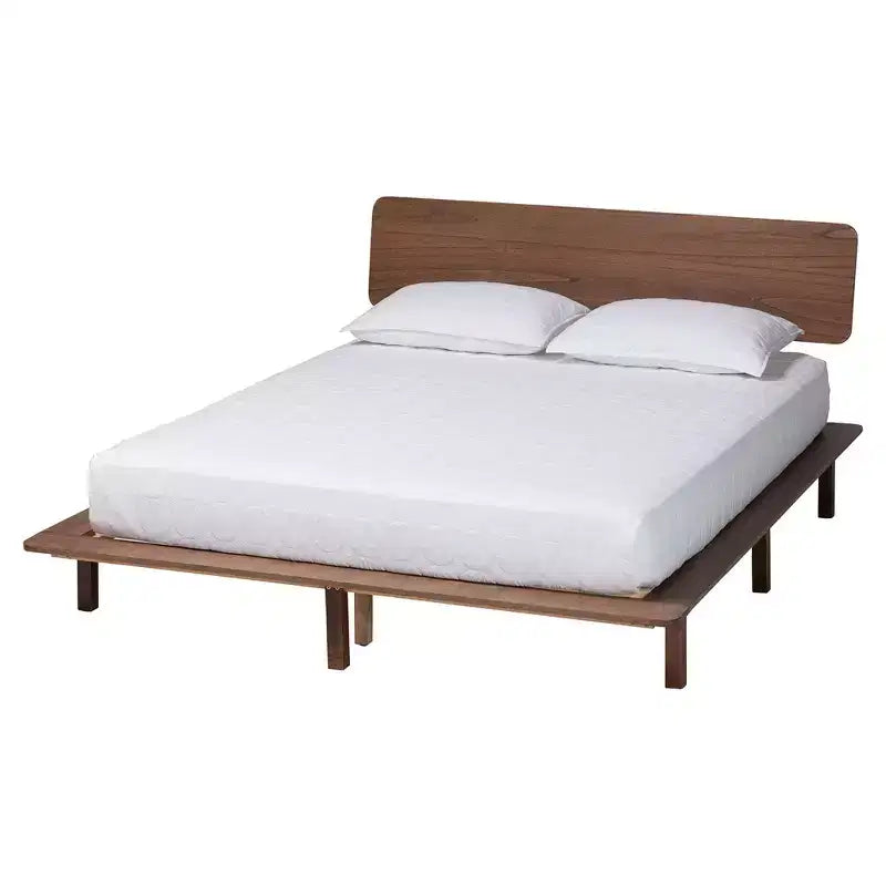 Set camera da letto Alyssa Japandi in legno di noce marrone, 4 pezzi