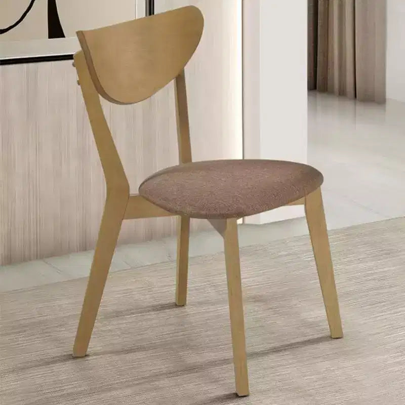 Set of 2 Upholstered Dining Side Chairs in Light Walnut and Brown