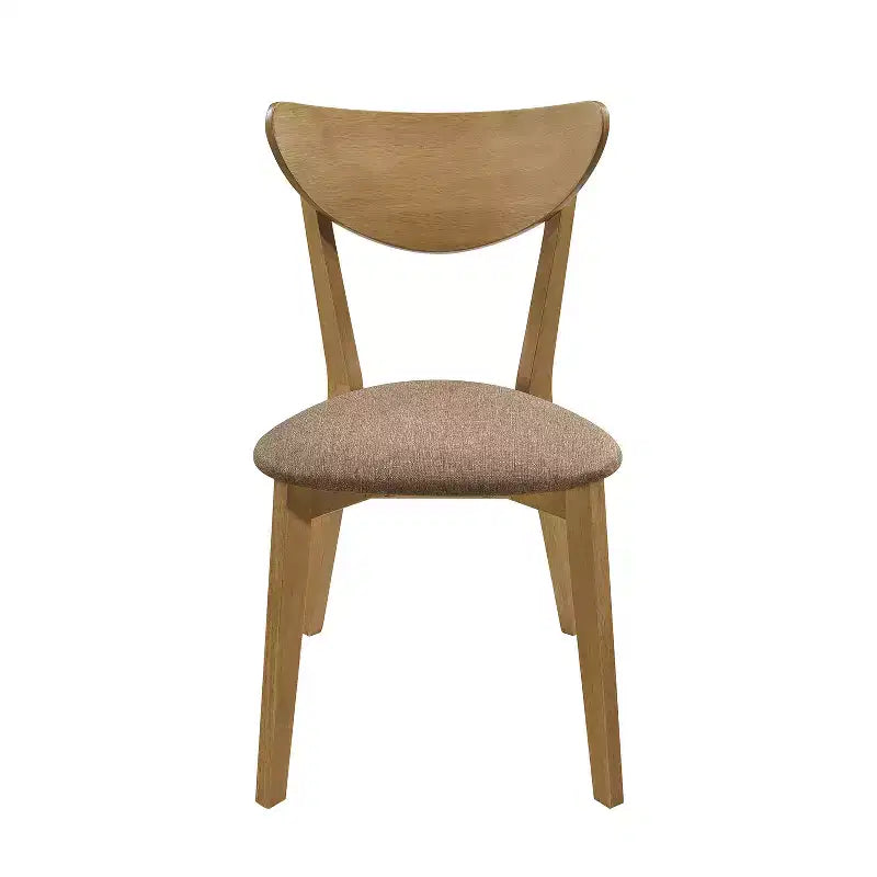 Set of 2 Upholstered Dining Side Chairs in Light Walnut and Brown