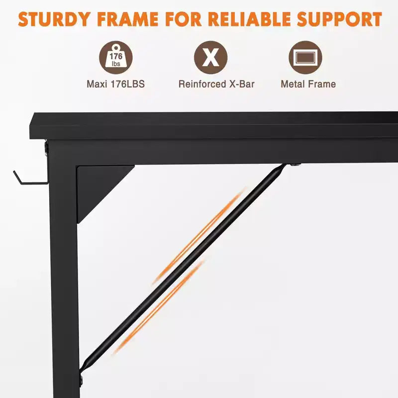 Scrivania da gioco per computer da 160 cm con contenitore, tavolo PC moderno e semplice per casa, ufficio, giovani, studenti e adulti