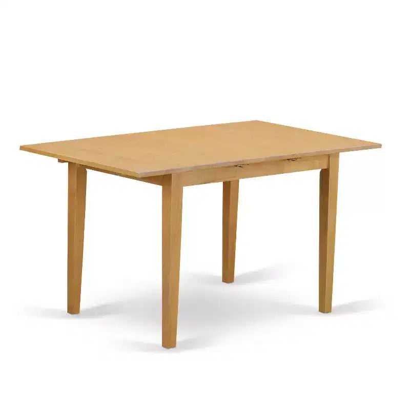 Set da pranzo per cucina con tavolo rettangolare e sedie da pranzo con schienale a doghe