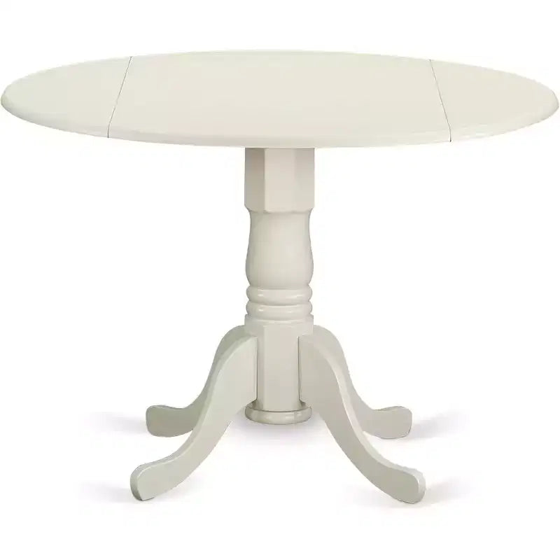 Set tavolo da pranzo rotondo 5 pezzi bianco lino