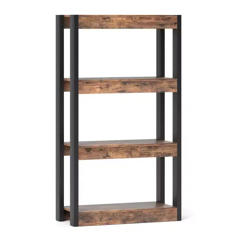 1/2 PZ Libreria a 4 Ripiani in Legno con Doppio Kit Antiribaltamento Scaffale Aperto Naturale/Marrone