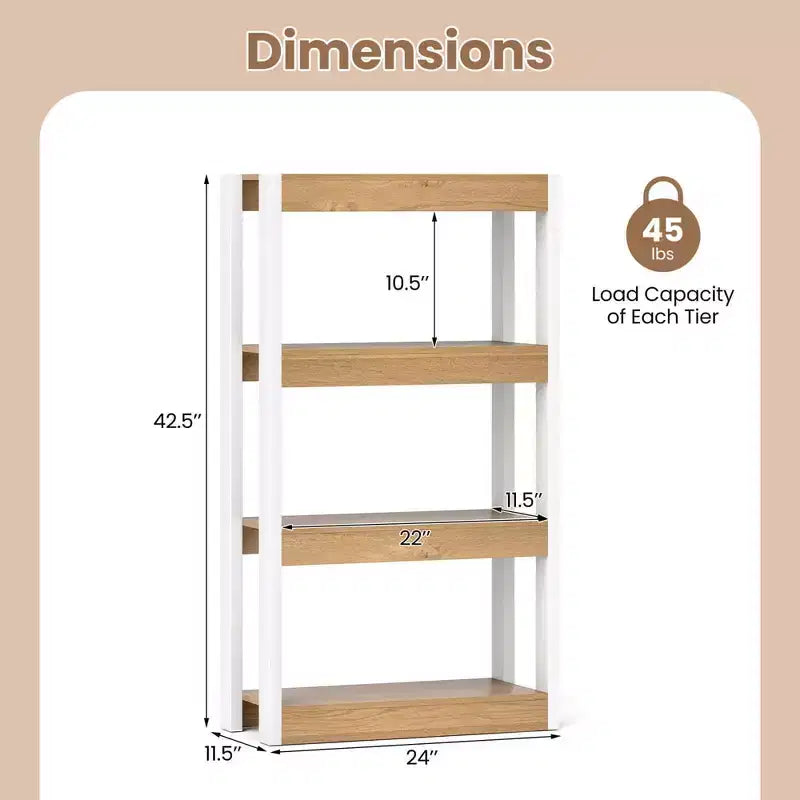 1/2 PZ Libreria a 4 Ripiani in Legno con Doppio Kit Antiribaltamento Scaffale Aperto Naturale/Marrone