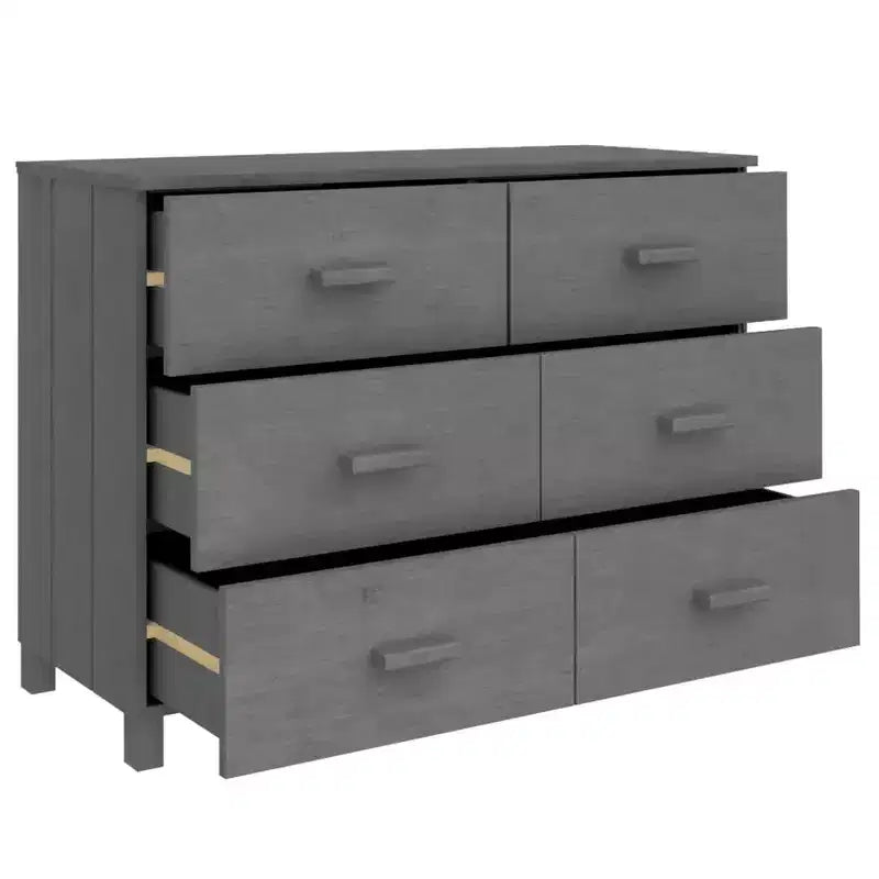 HAMAR Cassettiera Grigio Scuro 44.5x15.7x31.5 Legno Massello Pino