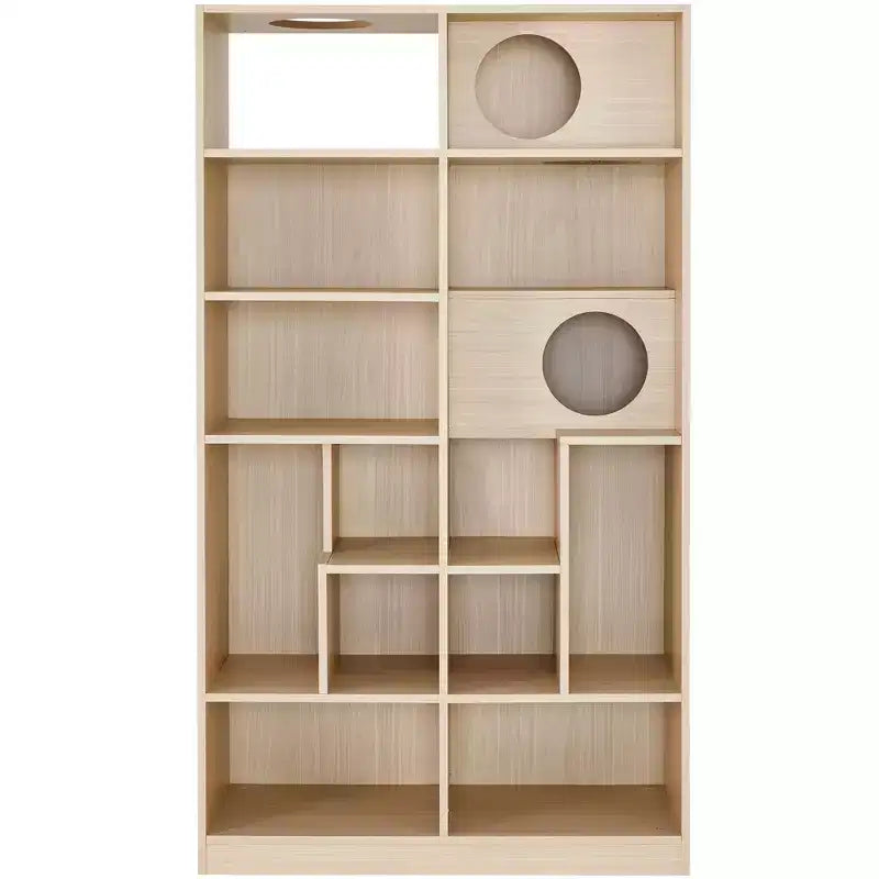 Libreria Moderna con Lettiera per Gatti, Vetrina con Mensola per Gatti, Libreria 2 in 1 per Soggiorno, Camera da Letto, Naturale