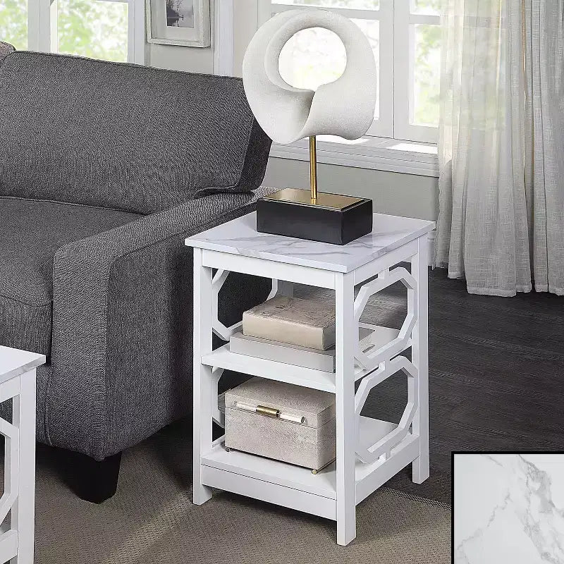 HomeStock 23.75 in.H White Color Rectangle Wood Table Top End Table 1 -piece