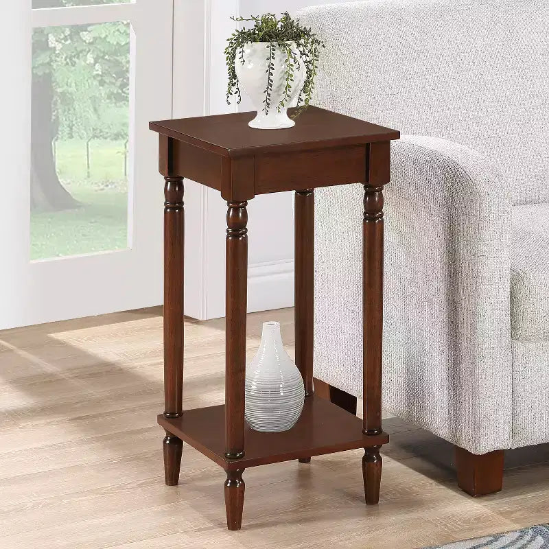 Tavolino rettangolare con piano in legno, colore marrone, altezza 28 pollici - 1 pezzo