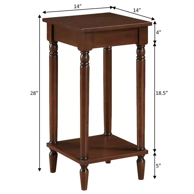 Tavolino rettangolare con piano in legno, colore marrone, altezza 28 pollici - 1 pezzo