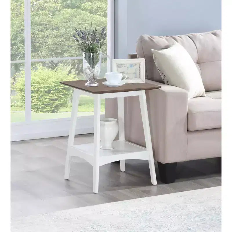 Tavolino da salotto rettangolare, colore bianco, altezza 24 pollici, piano in legno, 1 pezzo