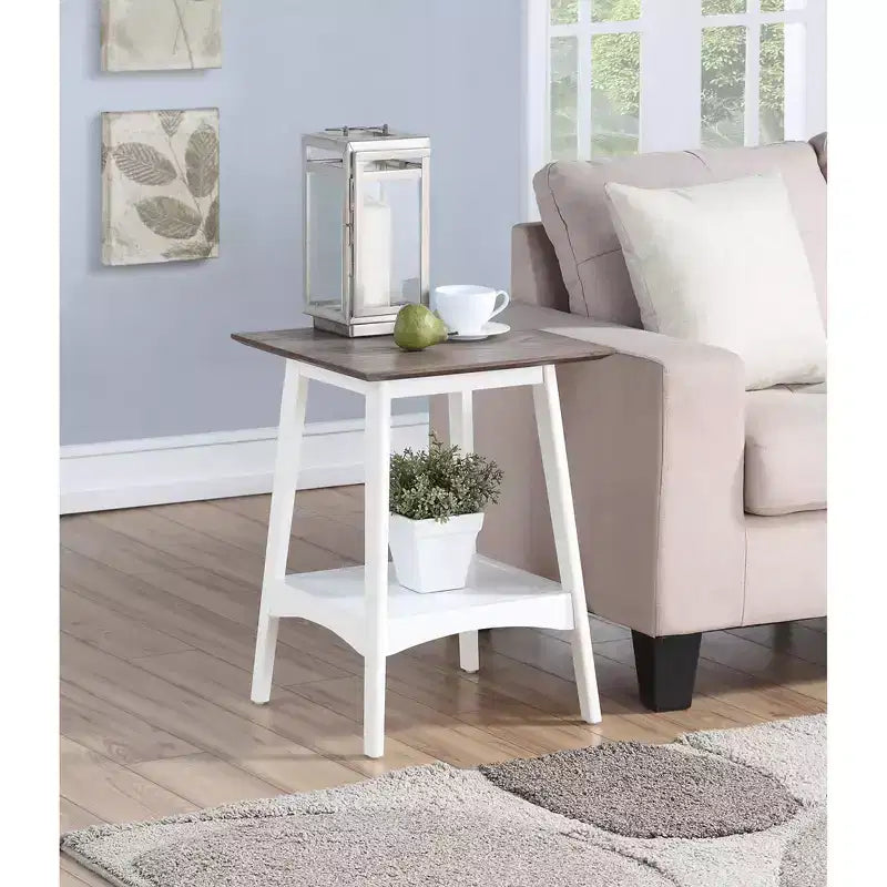 Tavolino da salotto rettangolare, colore bianco, altezza 24 pollici, piano in legno, 1 pezzo