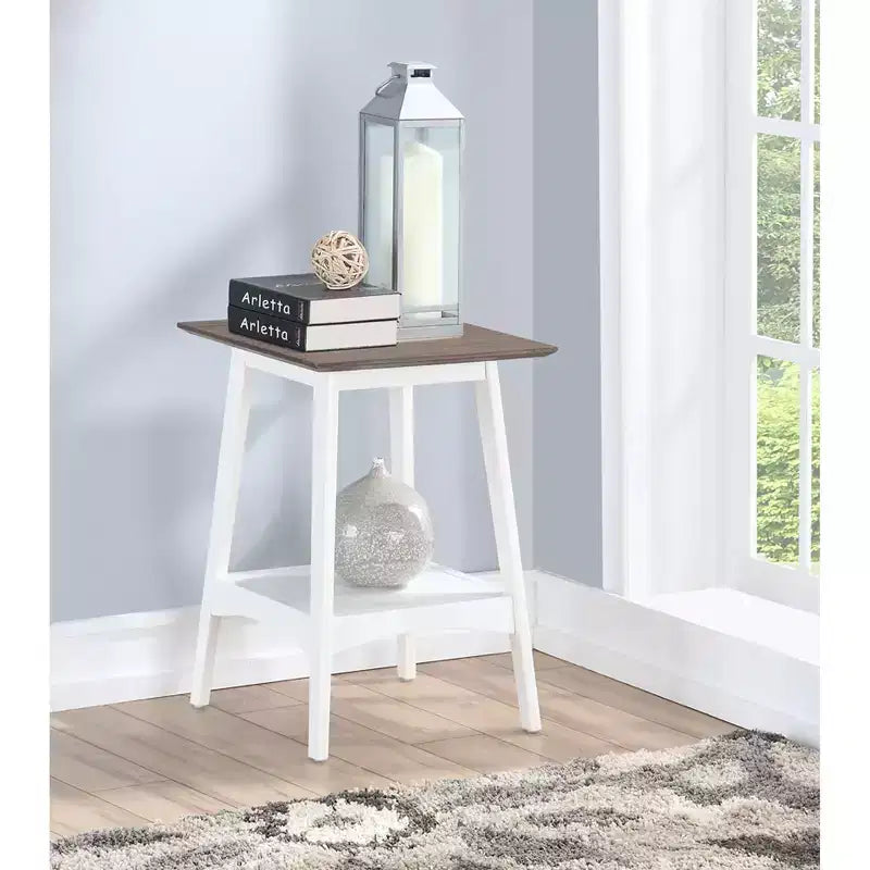Tavolino da salotto rettangolare, colore bianco, altezza 24 pollici, piano in legno, 1 pezzo