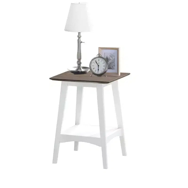 Tavolino da salotto rettangolare, colore bianco, altezza 24 pollici, piano in legno, 1 pezzo