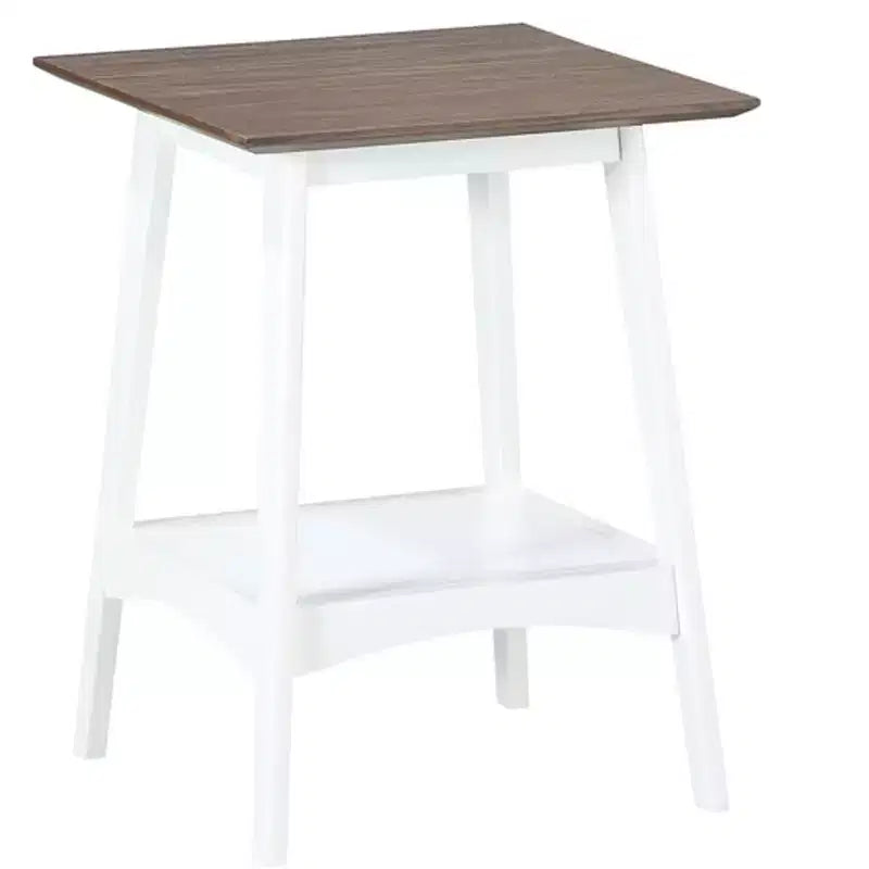 Tavolino da salotto rettangolare, colore bianco, altezza 24 pollici, piano in legno, 1 pezzo