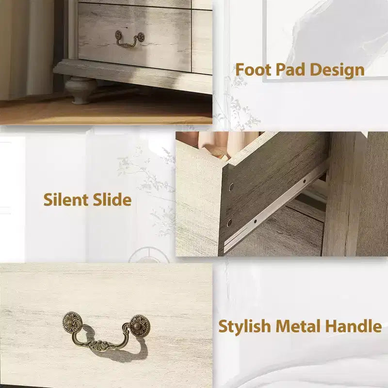 Cassettiera a 9 cassetti, comò rustico in legno con maniglie in metallo, organizer per camera da letto, soggiorno