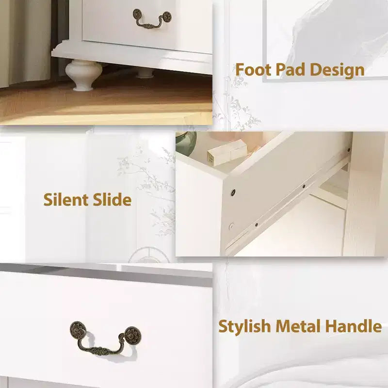 Cassettiera a 9 cassetti, comò rustico in legno con maniglie in metallo, organizer per camera da letto, soggiorno