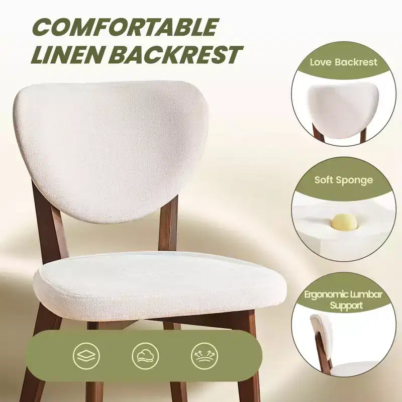 Set di 8 sedie da pranzo in legno, sedia da sala da pranzo moderna rivestita in tessuto, cuscino del sedile ampio senza braccioli, sedia da pranzo in stile rustico, Beige