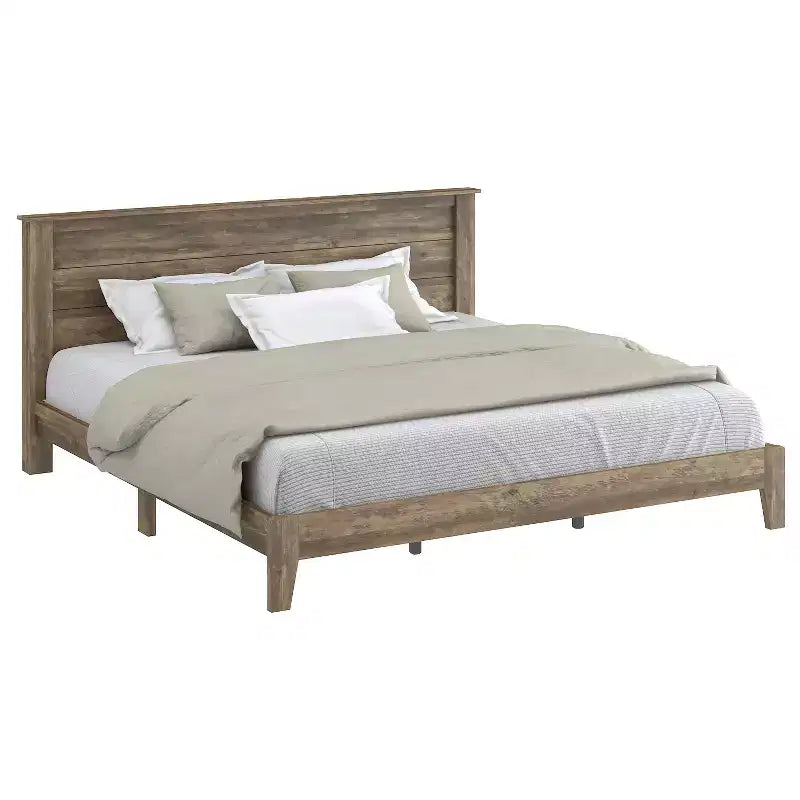 Letto matrimoniale King Tiena Lencia con testiera in rovere nodoso