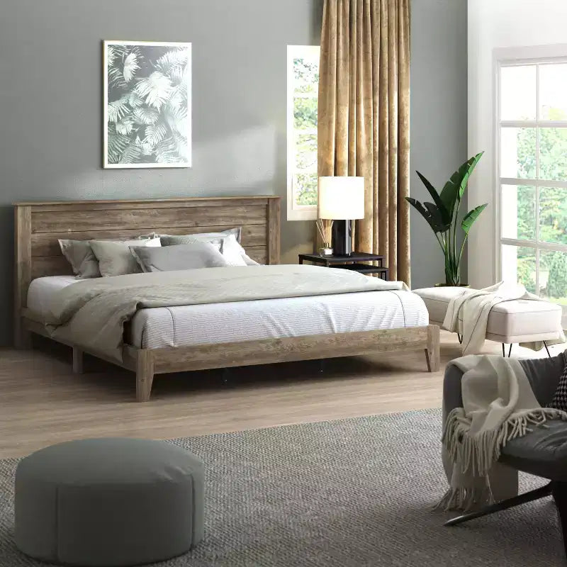 Letto matrimoniale King Tiena Lencia con testiera in rovere nodoso