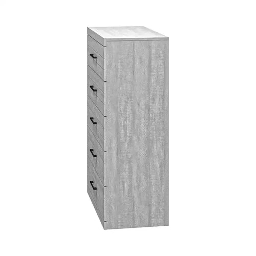 Comodino a 5 cassetti (Interlock) - Quercia Grigio Polvere