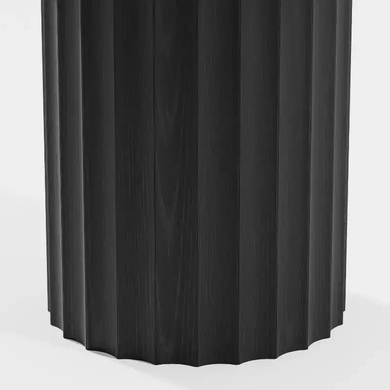 Tavolo da pranzo rotondo in legno da 52" per cucina, per 4-6 persone, con bordo superiore ad arco e piedistallo scanalato per soggiorno/sala da pranzo, caffè, ufficio, nero