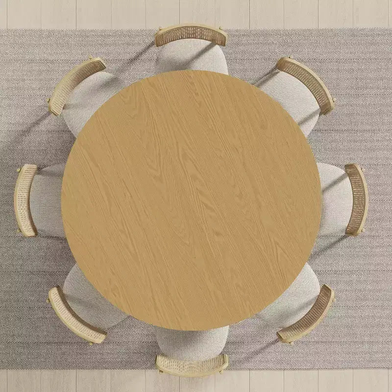 Tavolo da pranzo rotondo in legno massello da 60 pollici H, per 6-8 persone, con piano e base cilindrica per soggiorno/sala da pranzo/caffè/ufficio, colore naturale