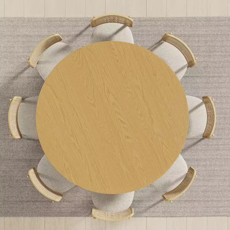 Tavolo da pranzo rotondo in legno massello da 60 pollici di altezza, tavolo da cucina per 6-8 persone con piano e base affusolata per soggiorno/sala da pranzo/ufficio, colore naturale