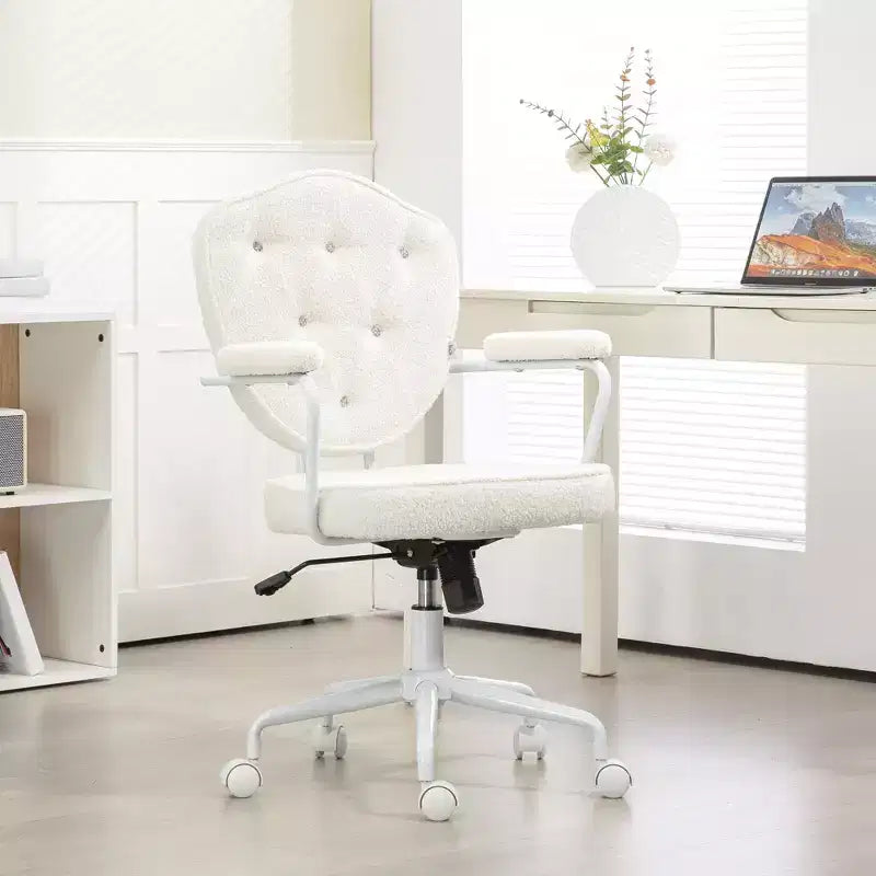Okak Home Office Desk Chairs, Upholstered Vanity Chair with Adjustable Height, Swivel Chair for Office, Study, Reading Room