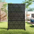 MAYEERTY Triangular Prismatic Light Black Galvanized Steel Screen Outdoor and Indoor Divider with Free Standing Decorative Privacy Screen