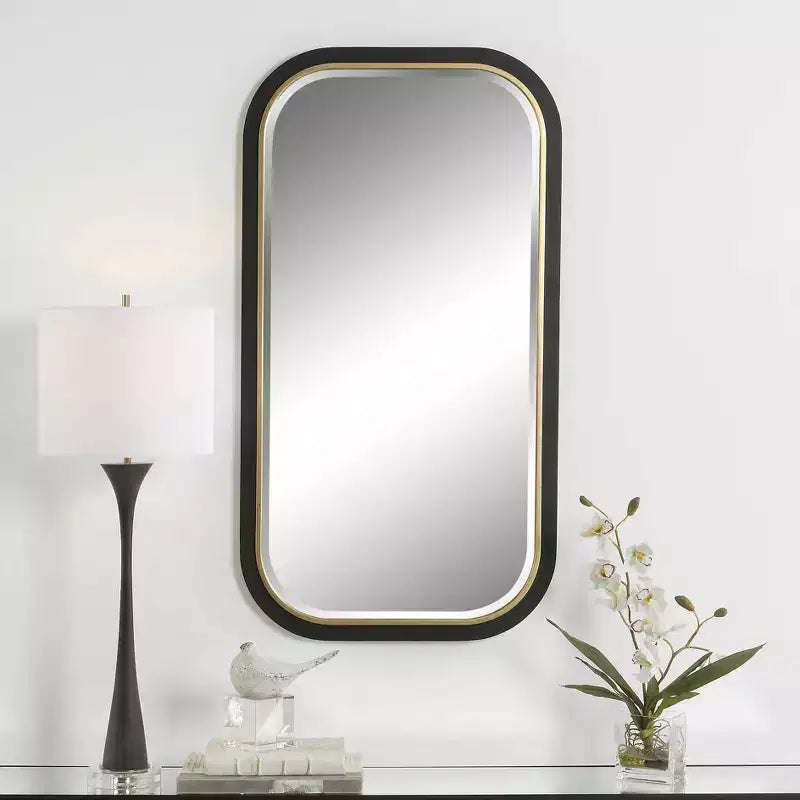 Specchio da parete rettangolare Nevaeh Oro Nero 23 1/4 x 43 1/4