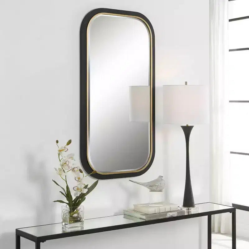 Specchio da parete rettangolare Nevaeh Oro Nero 23 1/4 x 43 1/4
