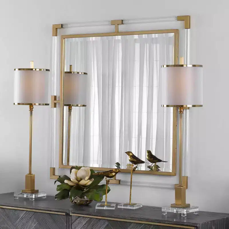 Specchio da parete quadrato Balkan Metallic Gold Leaf 40