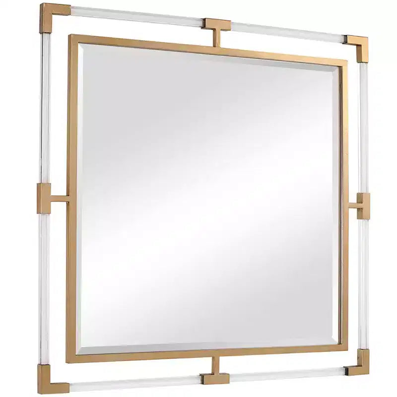 Specchio da parete quadrato Balkan Metallic Gold Leaf 40