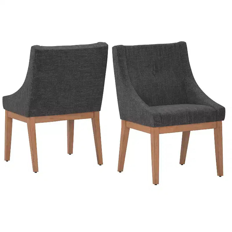 Amiford Button Tufted Slope Arm Linen Dining Chairs (Set of 2) - iNSPIREQ